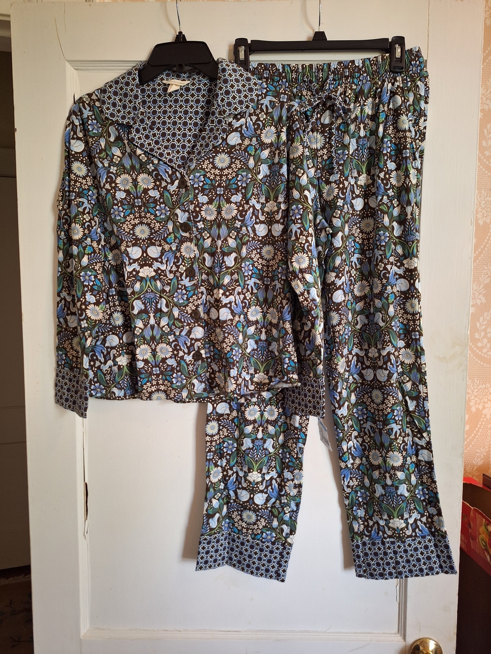 NWT Vera Bradley Women’s S 2-Piece Pajama Set Floral Blue Long Sleeve Cotton